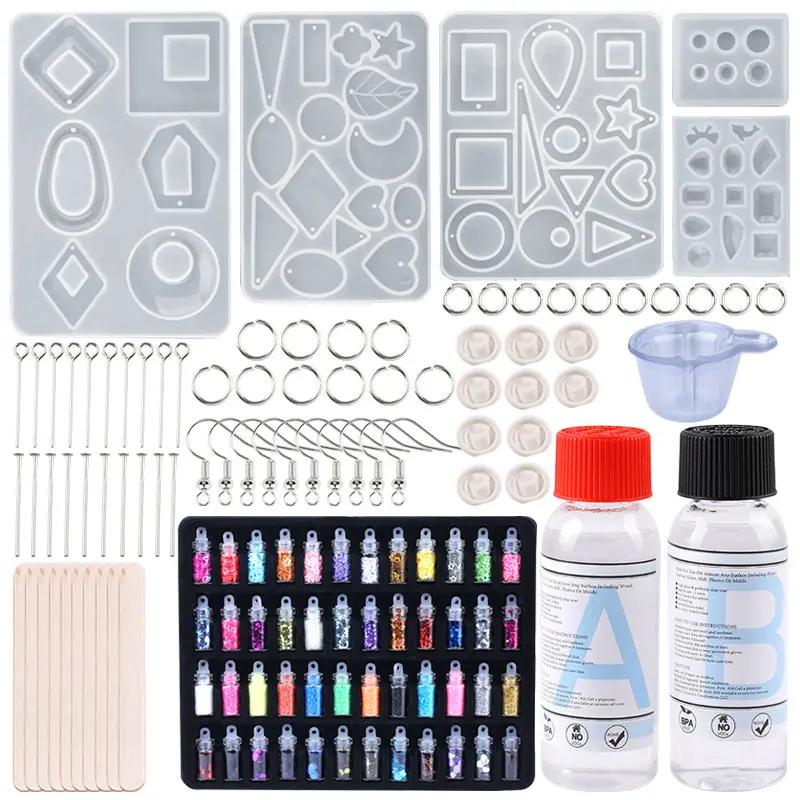 Průhledná sada forem na odlévání epoxidovou pryskyřicí Silikonová forma s epoxidovým lepidlem na výrobu náušnic Klíčenek Šperků DIY Moule Silicone