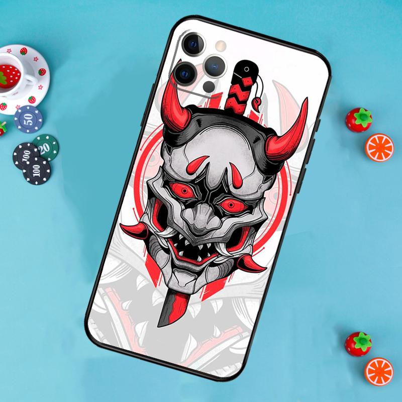 Samurai Oni Mask Phone Case For iPhone 17 Air 16 15 14 13 11 12 Pro Max 13 12 Mini 15 16 Plus 16e Cover Funda