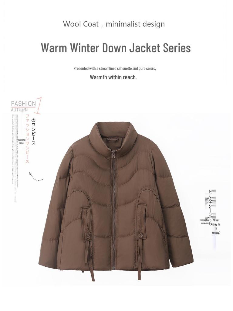 Women's Petite Slimming Down Coat: Fashionable Winter Short Jacket for Middle-aged Moms