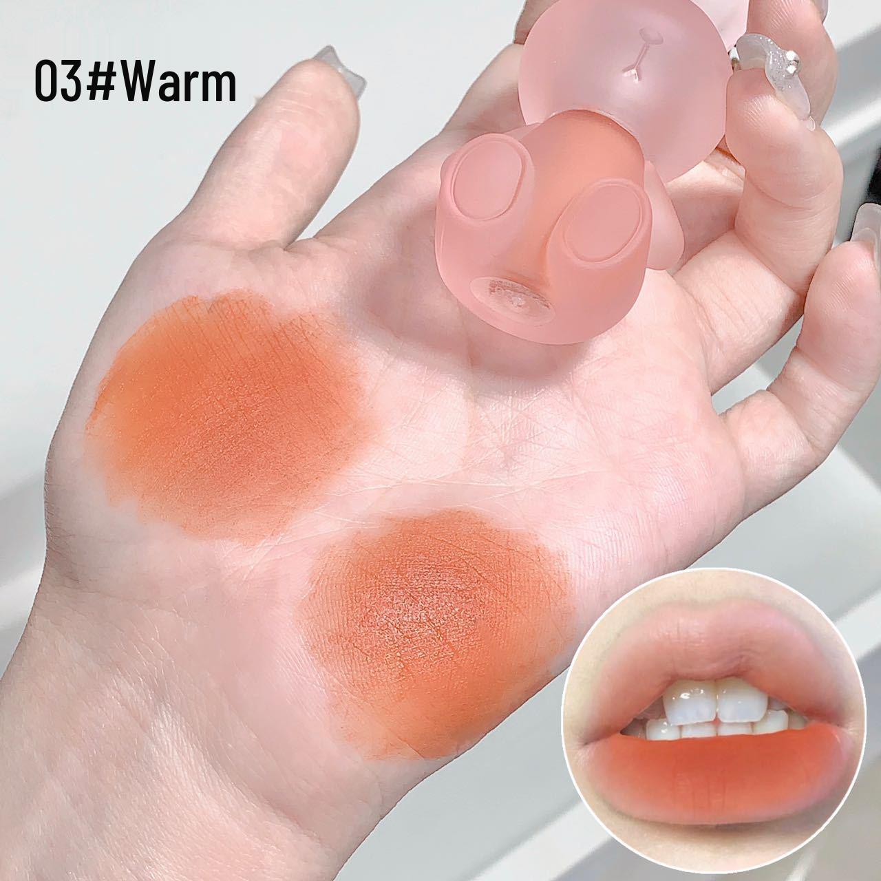 

Gege Bear Cute Rabbit Lipstick Keychain: Fluffy Lip Mud Pendant, Velvet Soft Mist Lip Glaze, Matte Whitening Lipstick for Students.