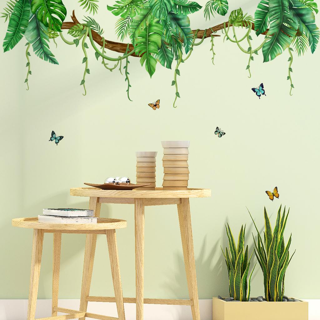 Colorful Flower Pendant Lamp Bird Wall Sticker For Bedroom Living Room Entrance Home Background Decoration Self-adhesive 29*22CM