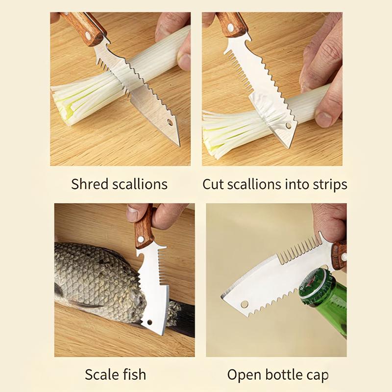 

Stainless Steel Knife Head For Cutting Scallions Strips Scaling Fish Multi-Functional Scraper Slicing Scallions Kitchen Tool 1