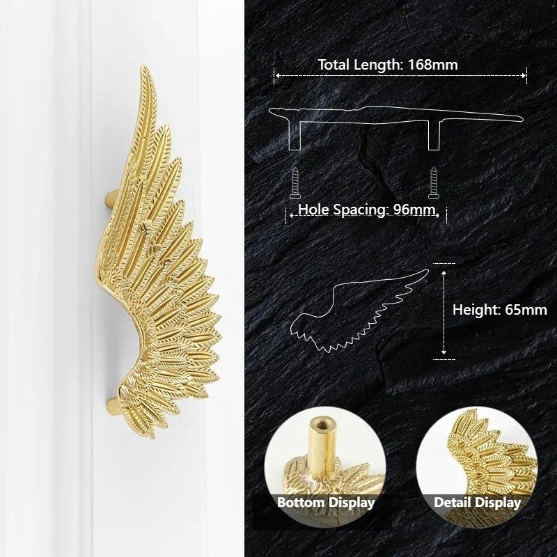 

Solid Brass Angel Wings Wardrobe Handles | Gold Plated Matte Finish | Nordic Style Cabinet Knobs | High-Grade Creative Hardware