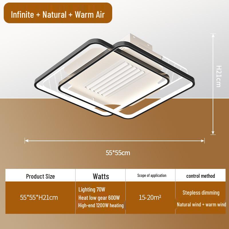 Modern Minimalist Leafless Ceiling Fan with Light - Large Airflow for Living Room & Bedroom