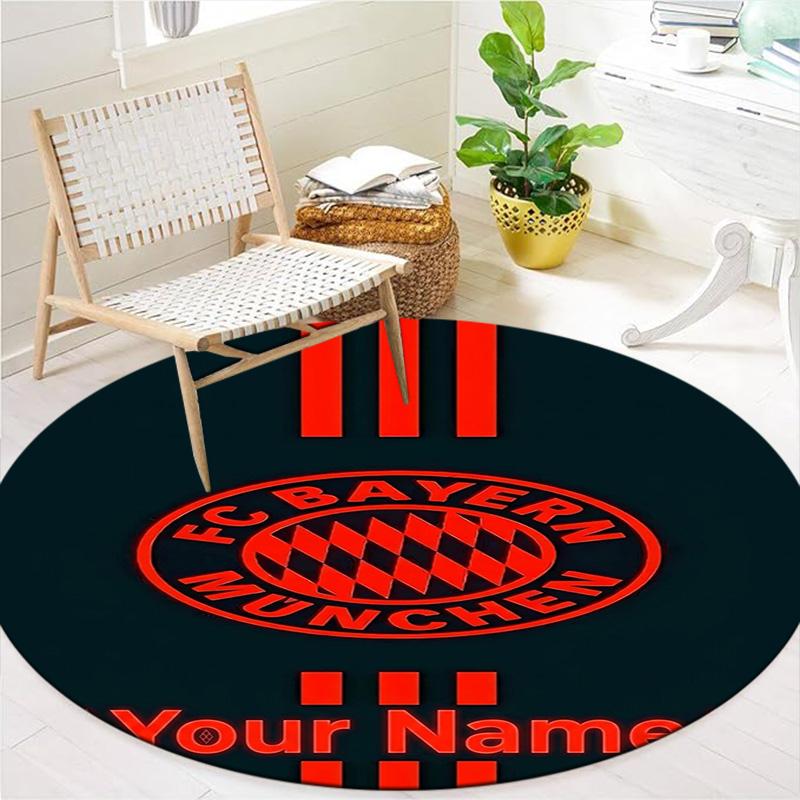 Bayern Munich Fan Gear Custom Name Round Area Rug Carpet Rug For Living Room Bedroom Sofa Playroom Decor Nonslip Floor Mat
