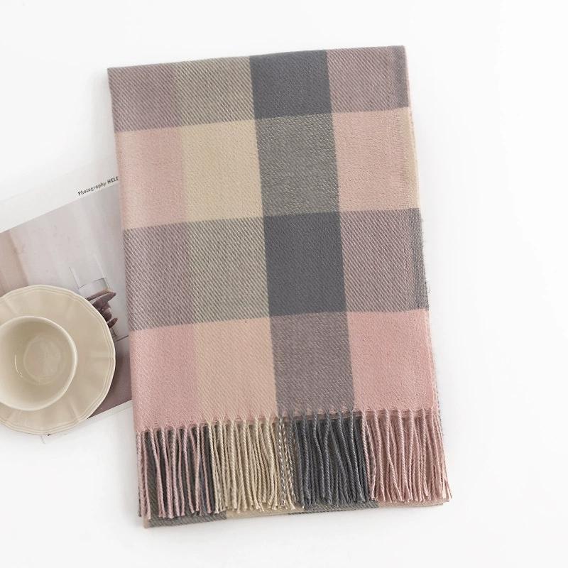 Warm Plaid Faux Cashmere Shawl Poncho Winter Luxury Print Blanket Pashmina Wraps Bufanda With Tassel Scarf Stoled Echarpe
