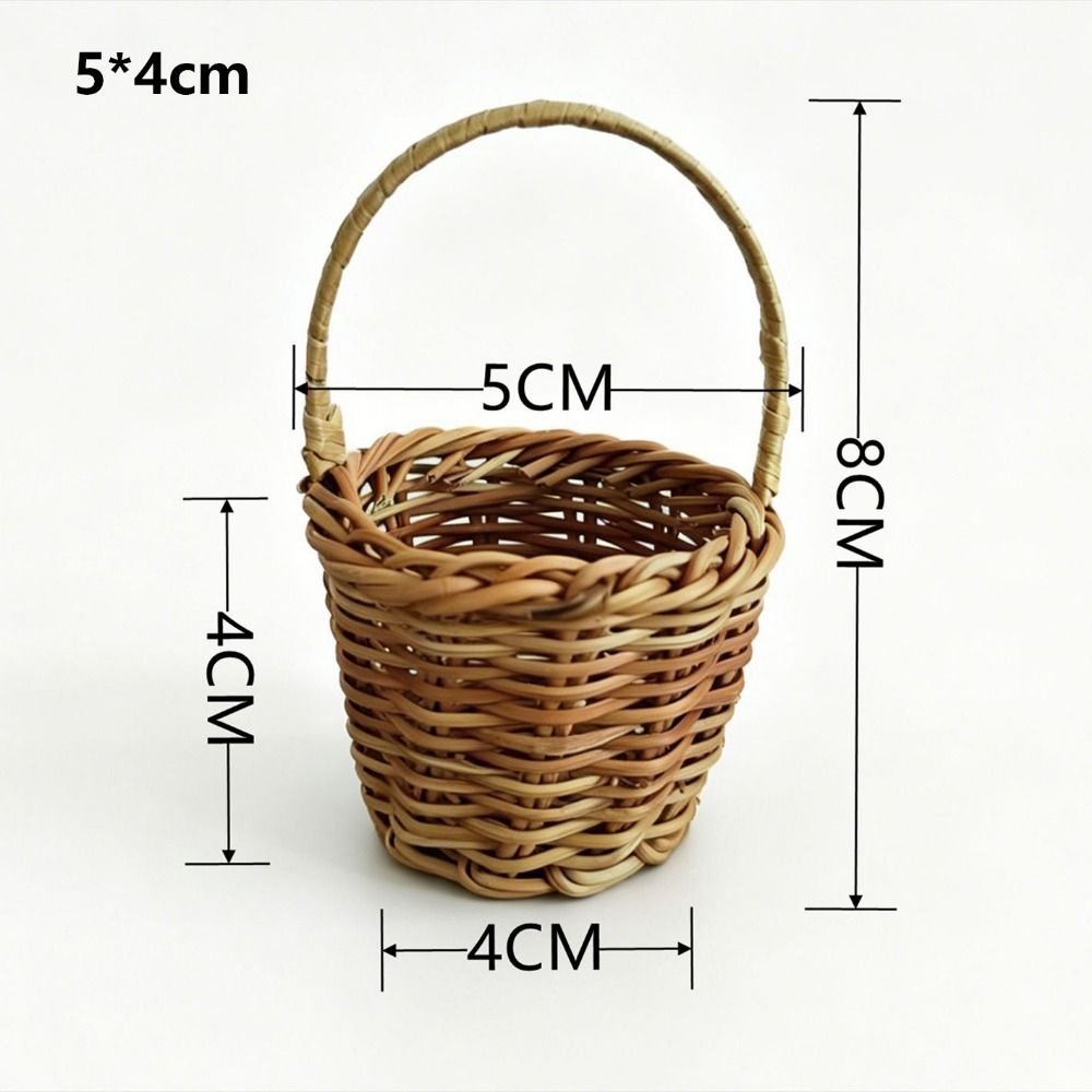 Handwoven Weaving Flower Basket with Handle Vegetable Fruit Flowers Holder Living Room Decoration