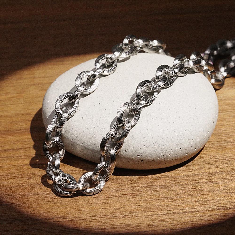 Jbans Classic 10Mm Line Bold Ring Surgical Steel Chain Necklace (C2401-An754_Bk)