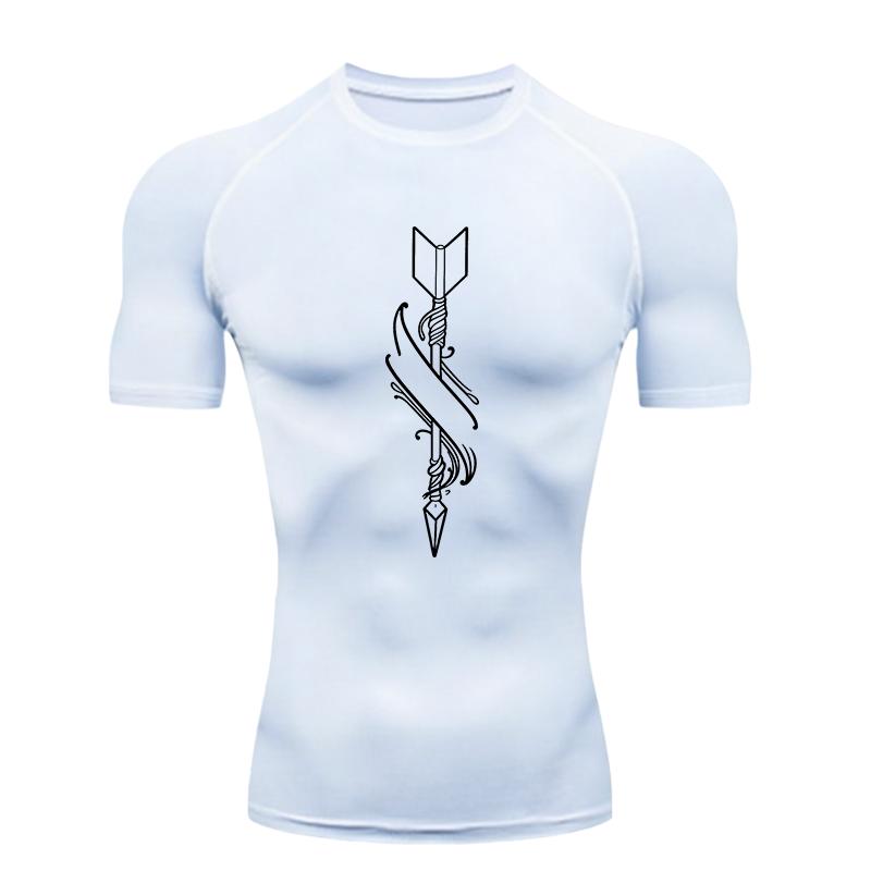 Dart Pattern Men's Sports T-shirt Training Fitness Compression Workout T-Shirt Gym T-shirts Men's Stretch T-shirt