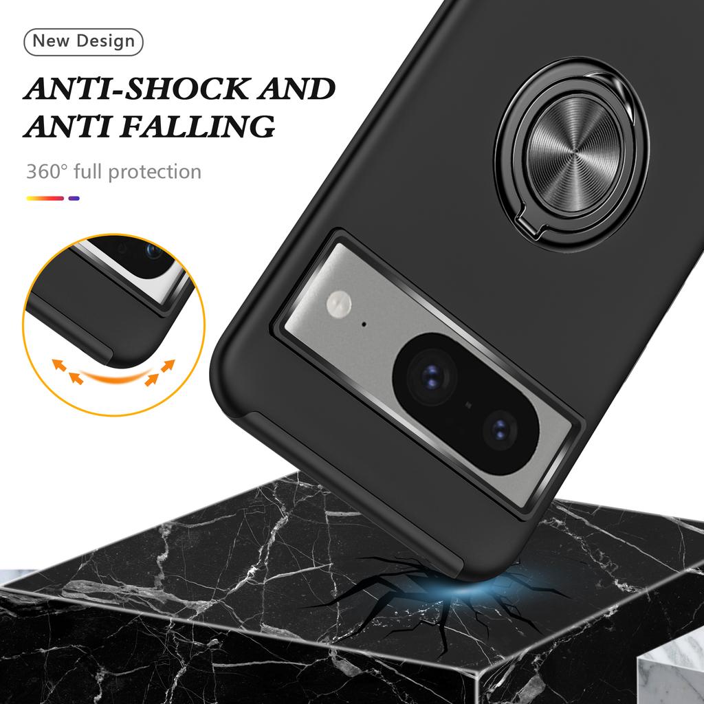 Ring Kickstand Case for Google Pixel 8,Hard PC+Soft TPU Drop-proof Phone Cover