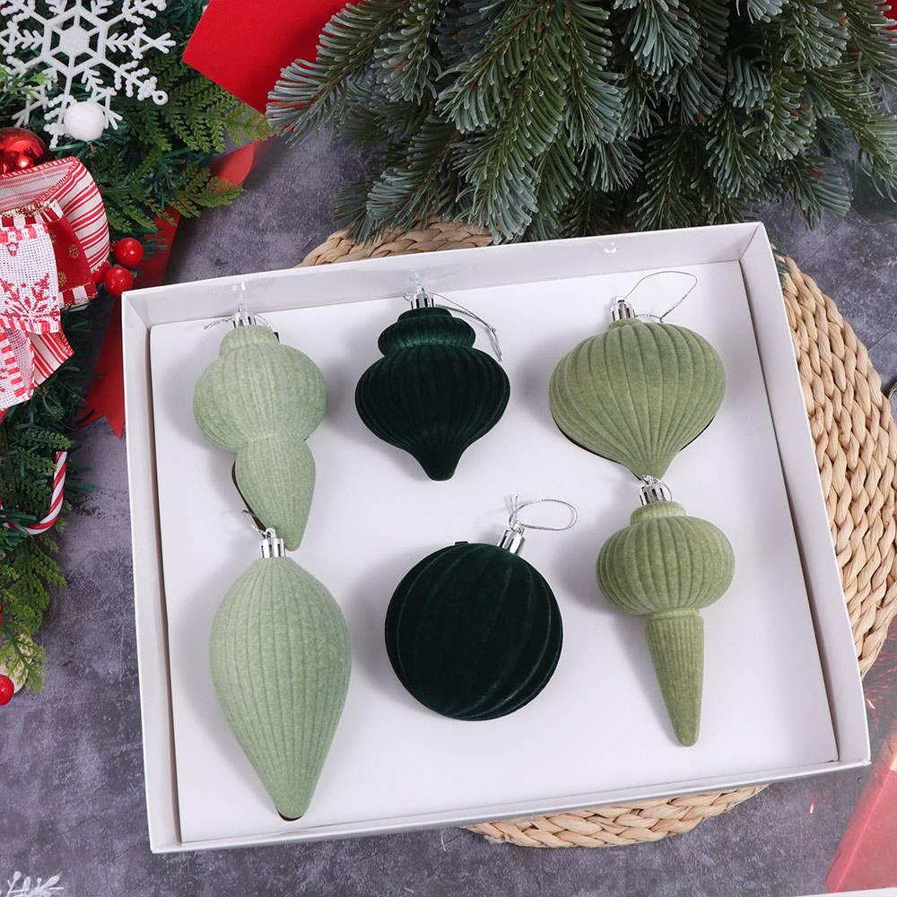 6pcs Shatterproof Christmas Hanging Balls Flocked Xmas Tree Ornaments Home Indoor Outdoor