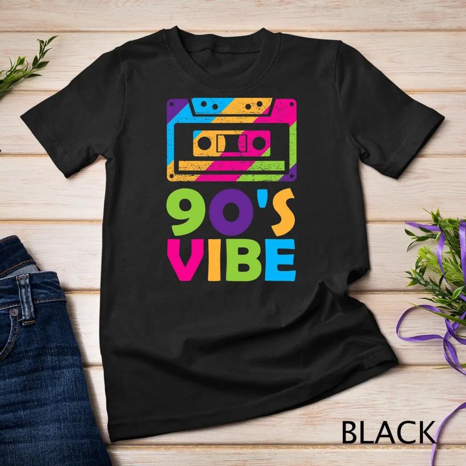 Retro Aesthetic Costume Party Outfit 90s Vibe T Shirt S чёрный