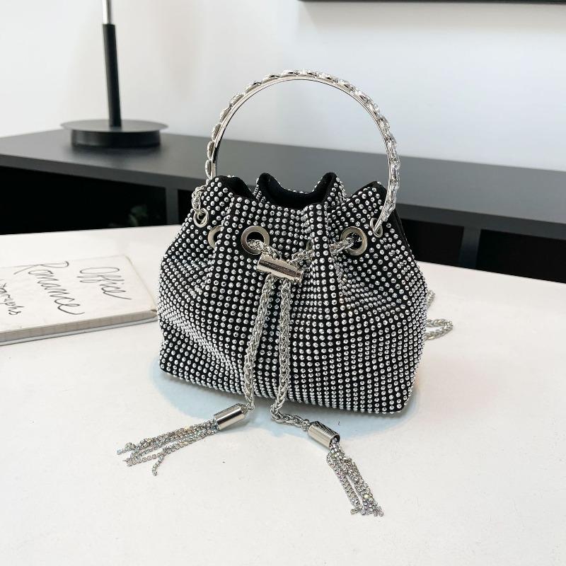 imple design mini bucket bag, popular bright diamond bag women's versatile new versatile chain messenger bag