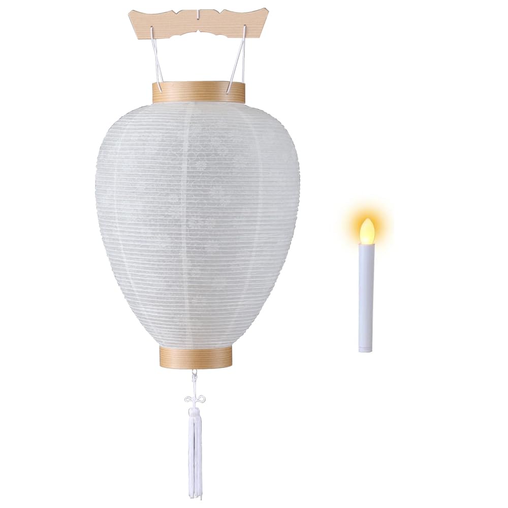 

Naamukuma-chan Kobo Bon Festival Lantern No. 20, Medium-sized, White-patterned, Gifu Lantern for First Bon Festival, 48cm High x 28cm Wide (Fire Box