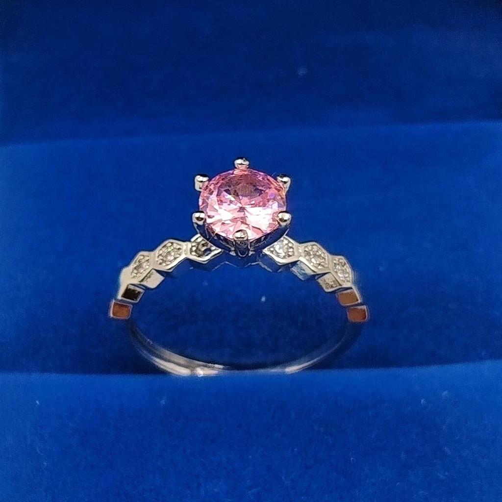 Imitation Zir*****Ne-Carat Honeycomb Ring, Women'S Six-Claw Open Gold-Plated Ring, High Texture