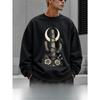 Vintage Gothic Cactus Moon Snake Rose Print Men's Crew Neck Sweatshirt, Casual Long Sleeve Fall Winter Gift.