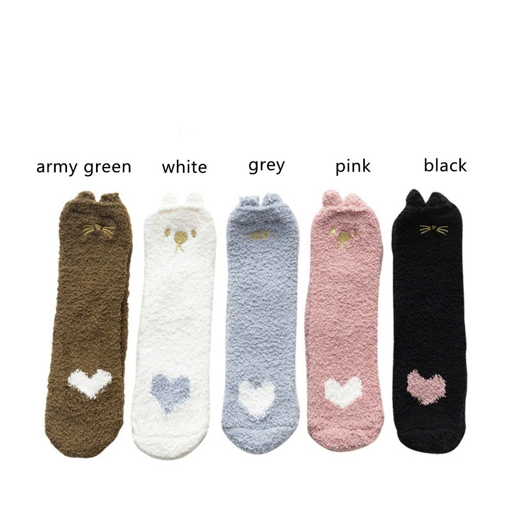 1 Pair Soft Lovely Stockings Sleeping Socks Plush Coral Socks Warm Autumn Winter