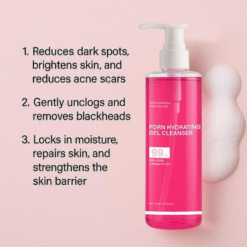 PDRN Jelly to Foam Cleanser | Low pH Hydrating Daily Face Wash for All Skin Types | With PDRN, Collagen & LHA | Gentle Pore Care & Radiant, Balanced-L