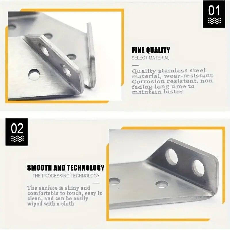10 Sets Stainless Steel Corner Connectors, Right Angle Thickened Brackets for Furniture, Cabinet & Laminate Projects