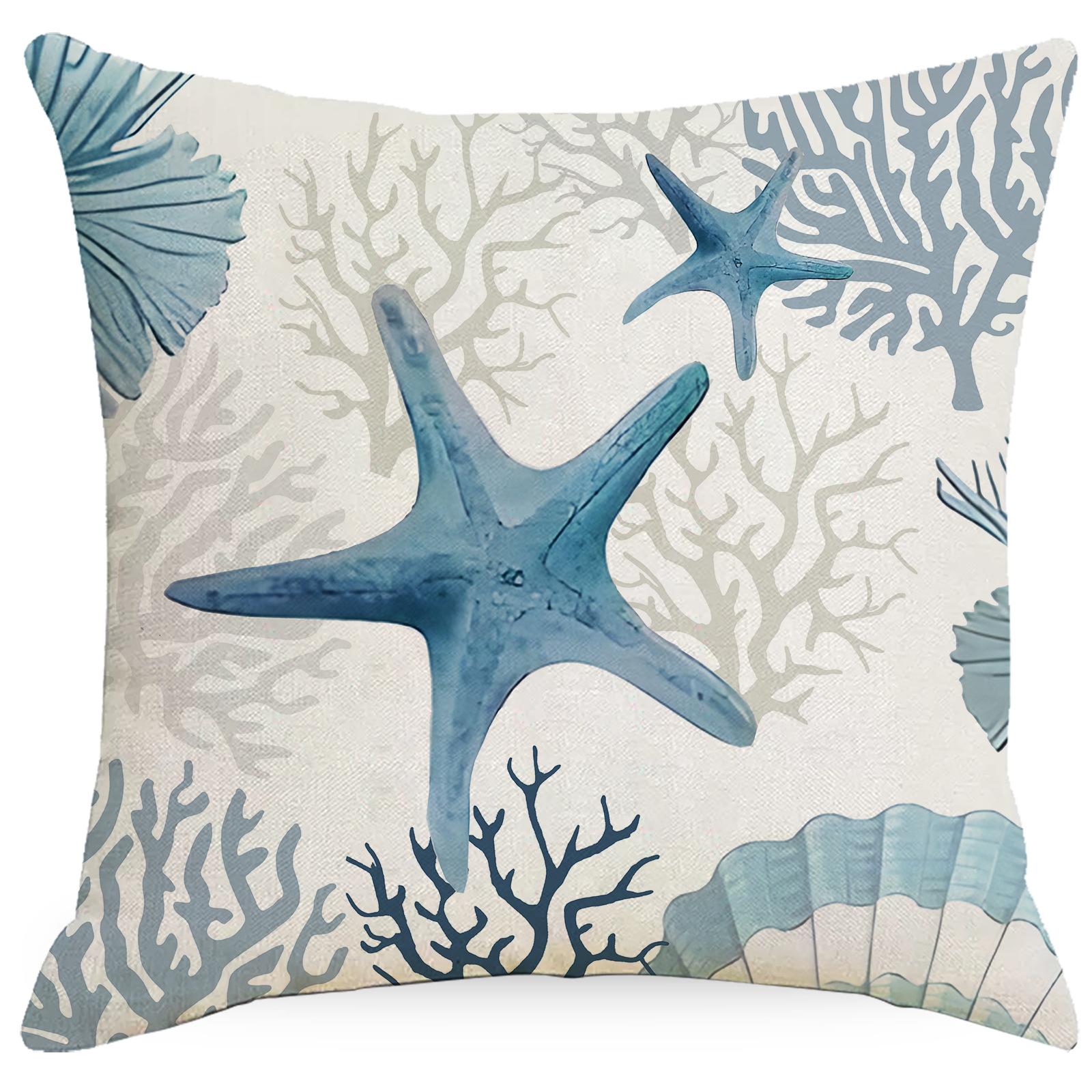 

New Summer Marine Pillow Case Shell Starfish Three-proof Fine Linen Cushion Pillow Case 45 * 45Cm