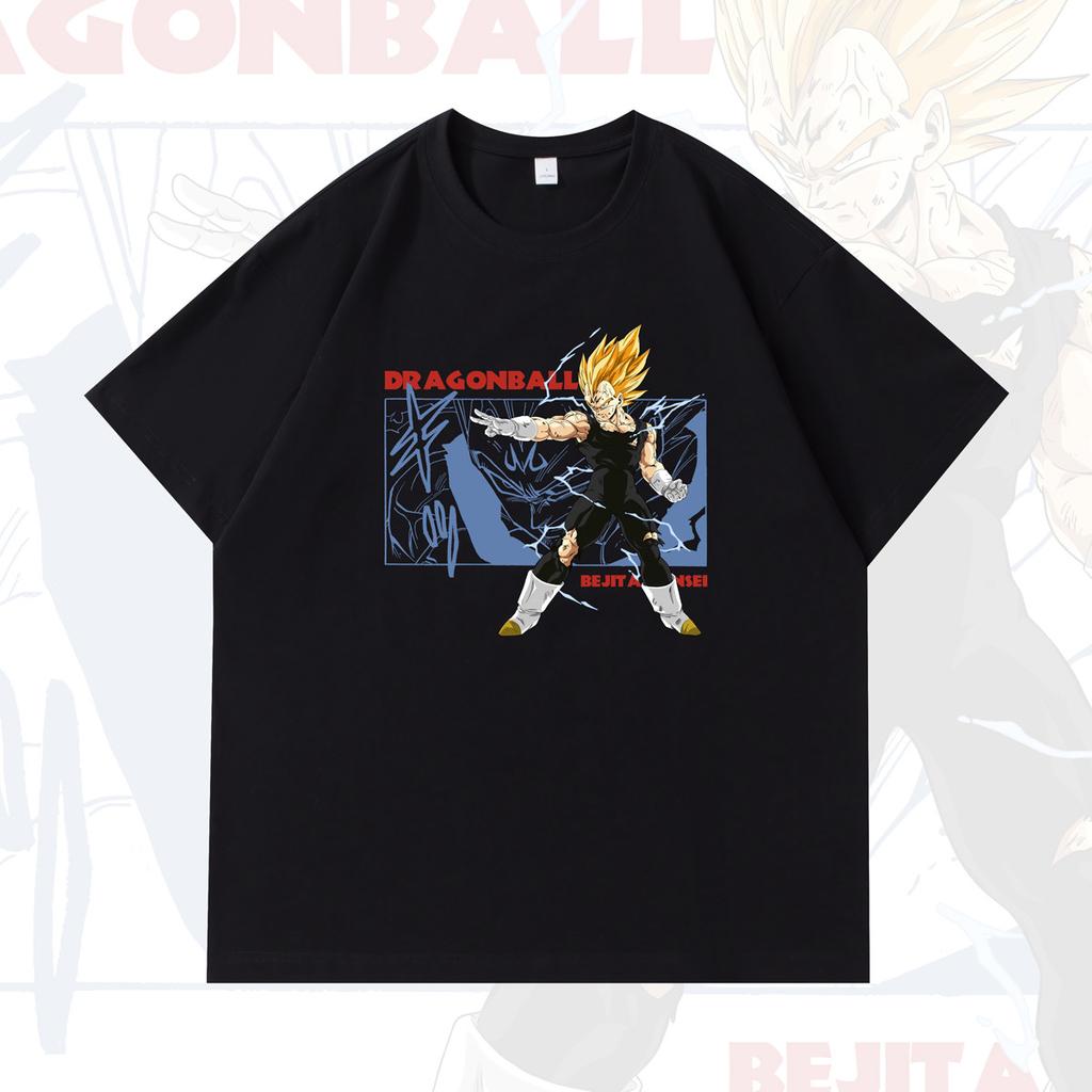 Dragon Ball Anime Peripheral Printed Japanesestyle Pure Cotton Shortsleeved Tshirts for Men and Women Super Saiyan