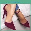 Elegant Women Fashion Suede High Heeled Sandals With Pointed Toe And Bandage Design