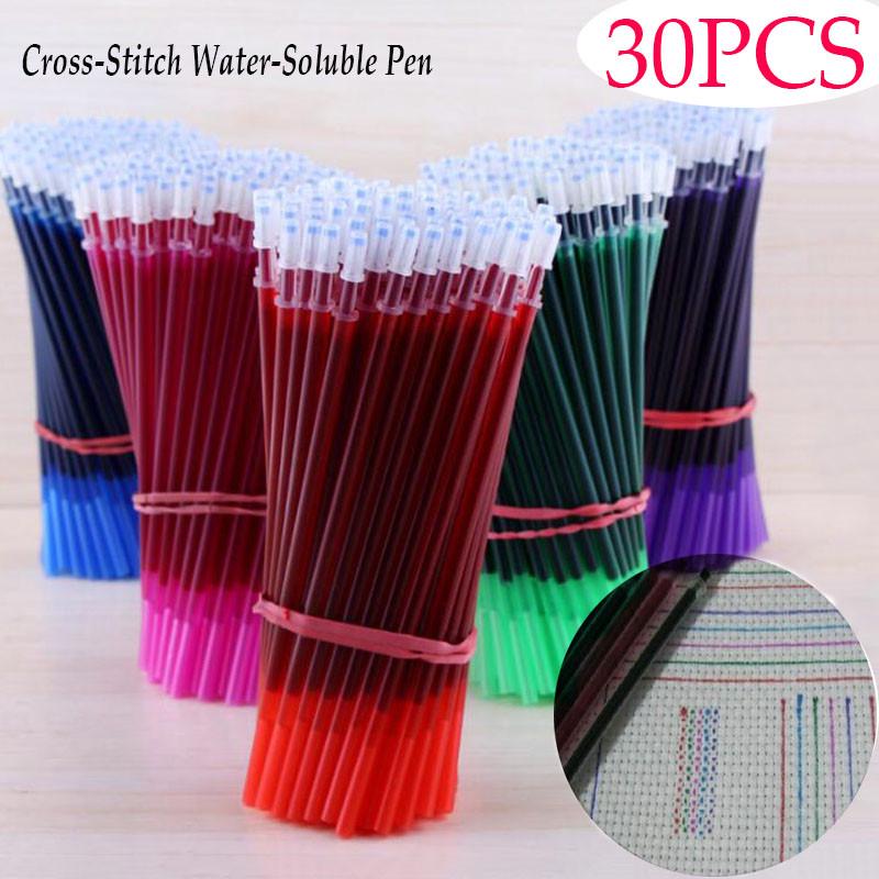 

30PCS / Set Cross-Stitch Водорастворимый гель Ручка Заправка Подпись Акварельная Ручка Core 5 Цвет Опционально