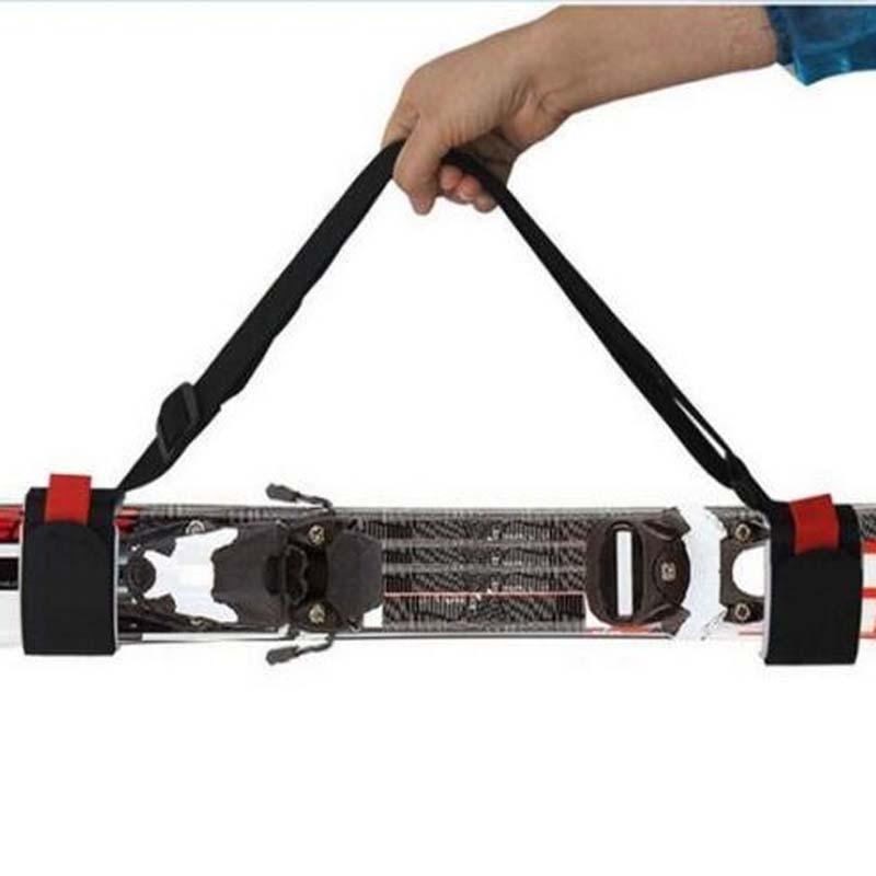 New Skiing Pole Shoulder Hand Carrier Lash Handle Straps Adjustable Buck Hook Loop Protecting Black Nylon Ski Handle Strap Bag