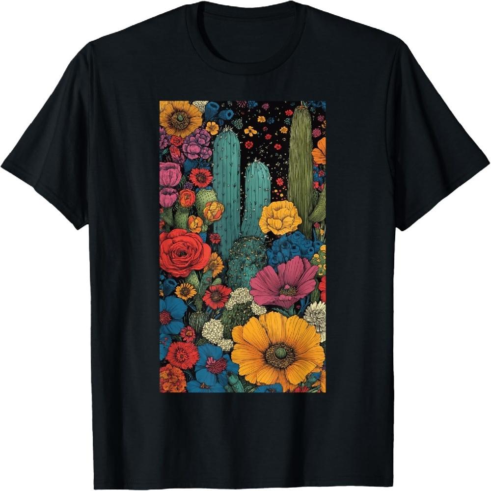 

Цветочный узор Кактусы Коло Кактус Пустыня Винтажная футболка XXXXXL чёрный