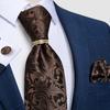 Cravate homme bleu Paisley soie cravate cravate Vintage cravate Hanky ​​bouton de manchette cravate ensemble pour fête de mariage