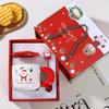 Santa Claus Ceramic Christmas Mug with Lid & Spoon - Cute Cartoon Design
