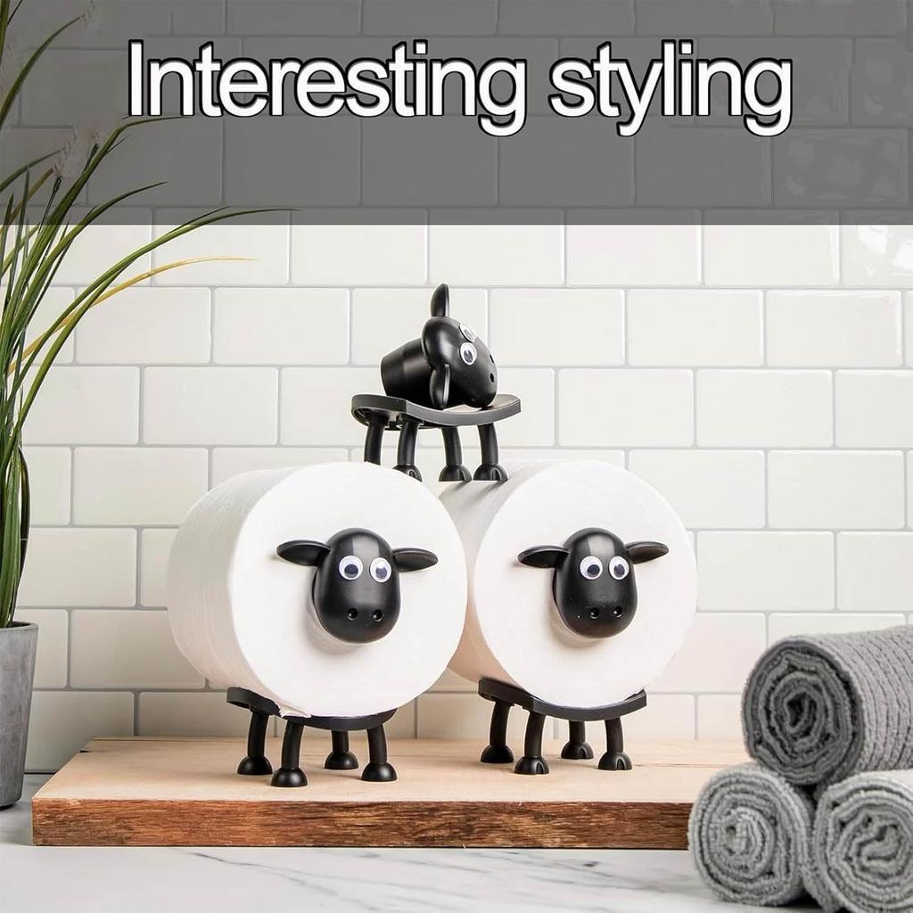 Sheep Toilet Roll Holder - Funny Toilet Paper Holder Free Standing Bathroom Set - 3D Printed Black Sheep Loo Roll Holder - Hilarious Tissue Paper