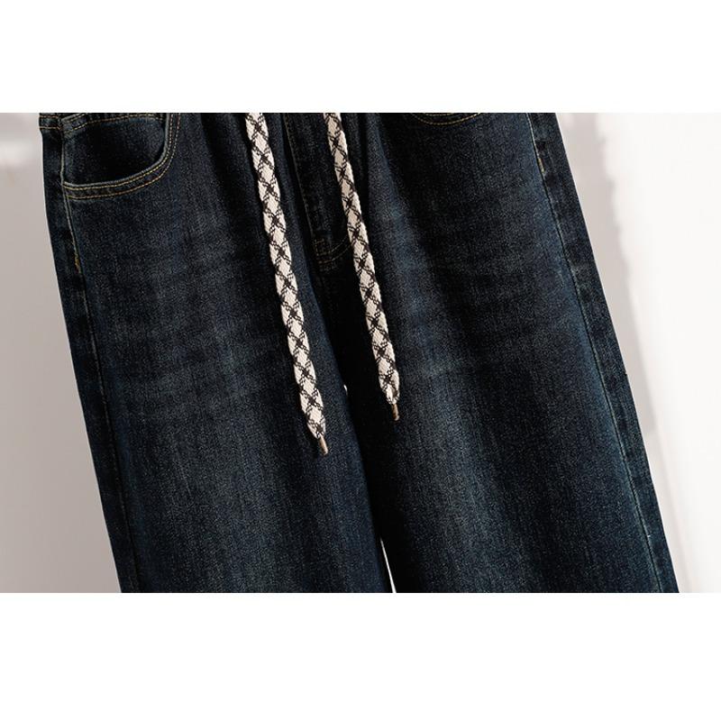 Dimanaf 2025 Plus Size Autumn Women Jeans Elastic  Pants Denim Female Basic Blue High Waist Oversize New Pants 5XL