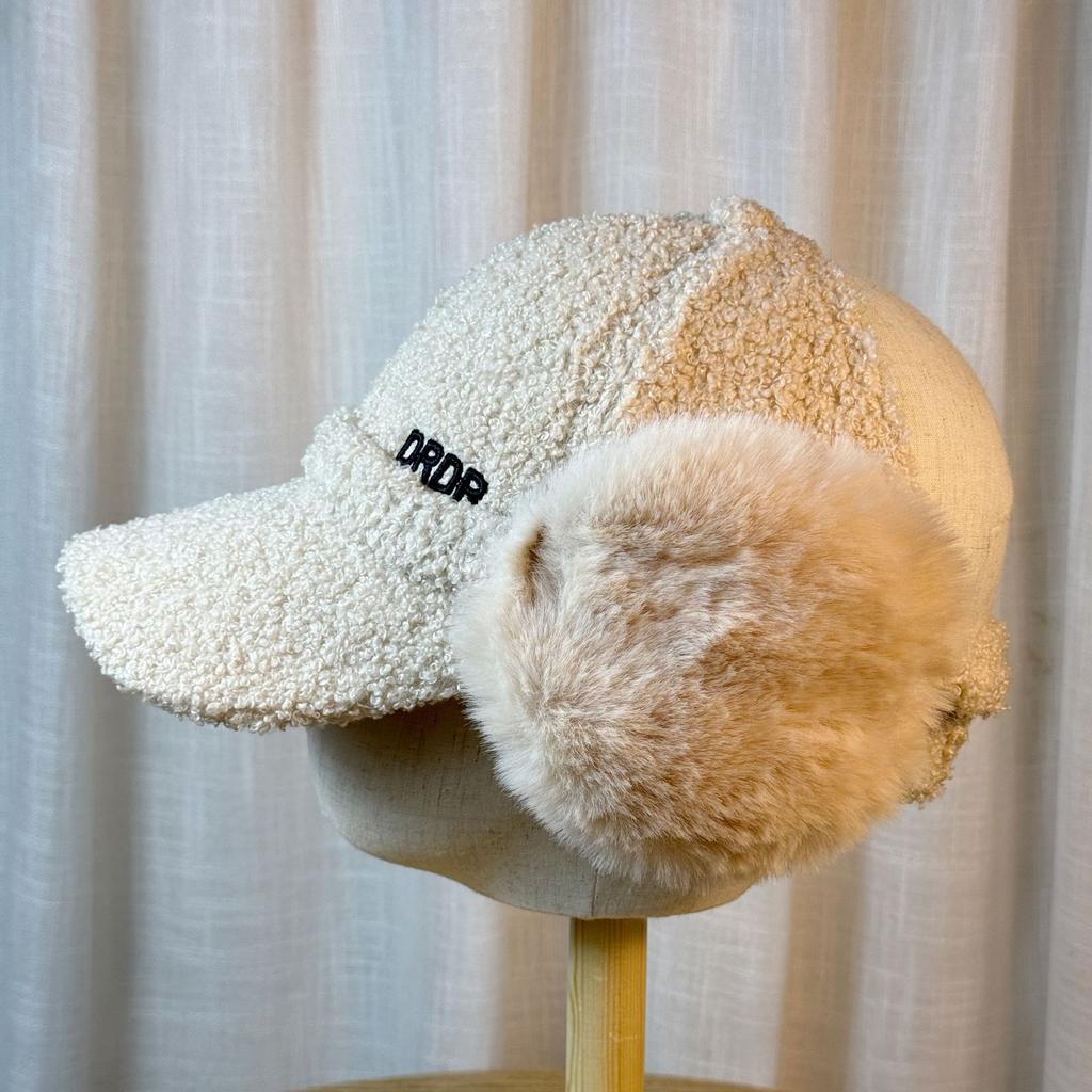 Winter New Style Lamb Wool Empty Top Baseball Hat for Women Thickened Warm and Versatile Letter Embroidered Peaked Cap