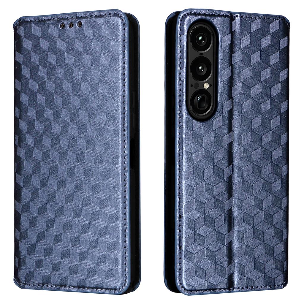 For Sony Xperia 1 VII Case Wallet Rhombus Imprinted Leather Phone Cover