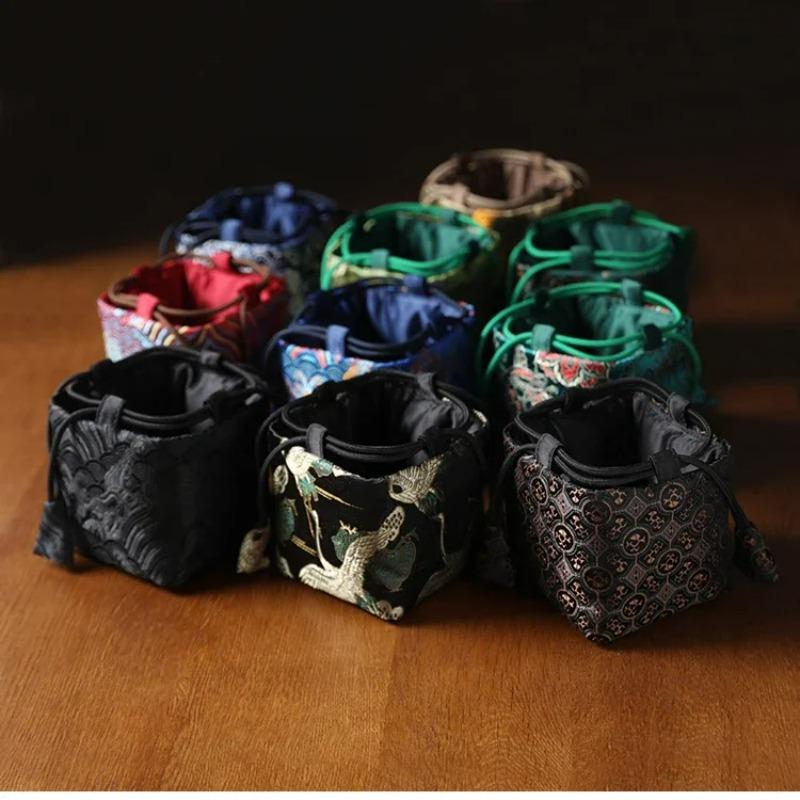 Pogrubiony worek do przechowywania Tkanina Outdoor Podróżny Przenośny Organizer na Kubek Narzędzie Produkt Ceramiczny Zen Woreczki do Kolekcjonowania ze Sznurkiem