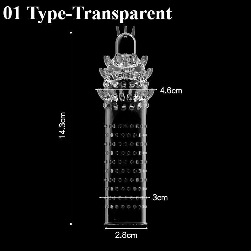 Penis Covers Extender Men's Wolf Teeth Condoms Crystal Penis Sleeve Condoms Cock Ring Adult Sex Toy For Adult Sex Male Lasting