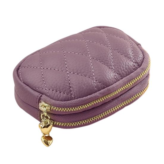 Double Layer Coin Purse, Dual-Compartment PU Leather Wallet, with Zipper Durable Scratch-Resistant Coin Holder Pouch