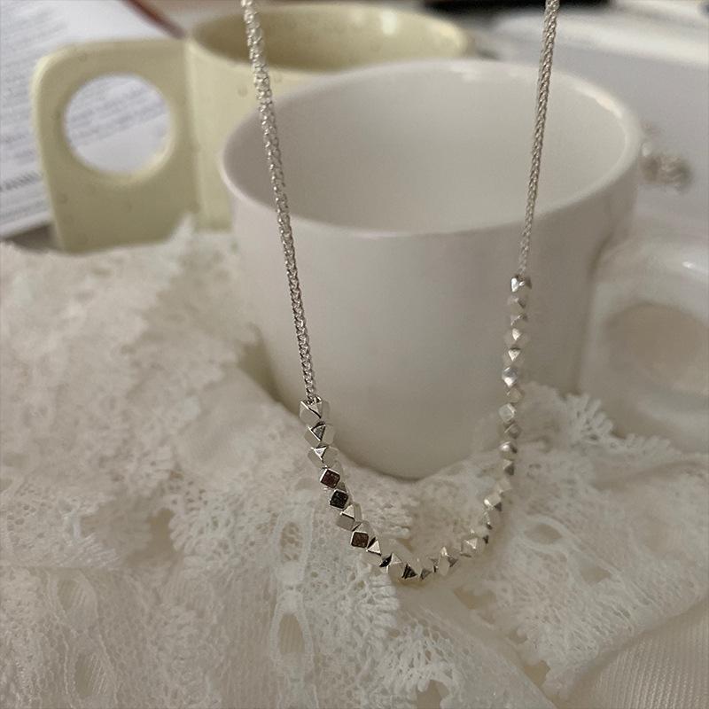 Korean Geometric 3D Sugar Cube Necklace: Retro Square Clavicle Sweater Chain for Women
