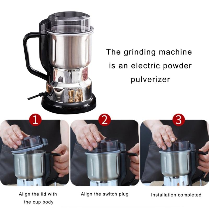 Stainless Steel Blade Coffee Nut Grinder Electric Spices Grinding Machine with Portable Handle Kitchen Accessories