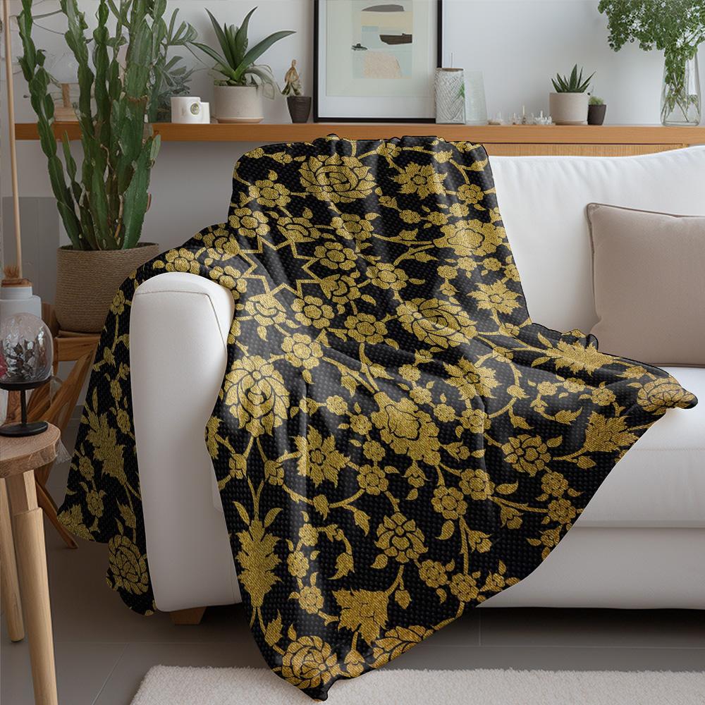 Black Floral Pattern Velvet Throw Blanket Sofa Bed Living Room Decorative Cushion Cover Gift