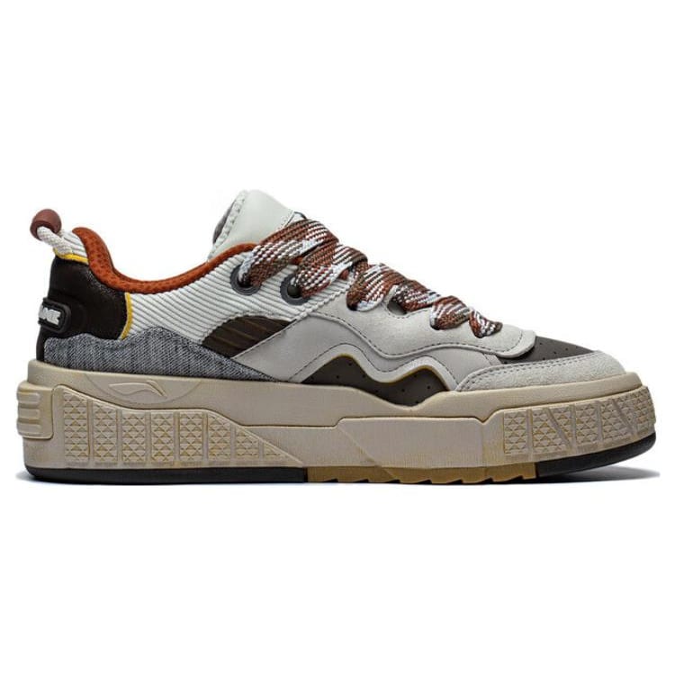 Li Ning 001 UNBLOCK Wygodne Antypoślizgowe Odporne na Ścieranie Niskie Buty do Skateboardu Męskie Beżowe AGCT095-4