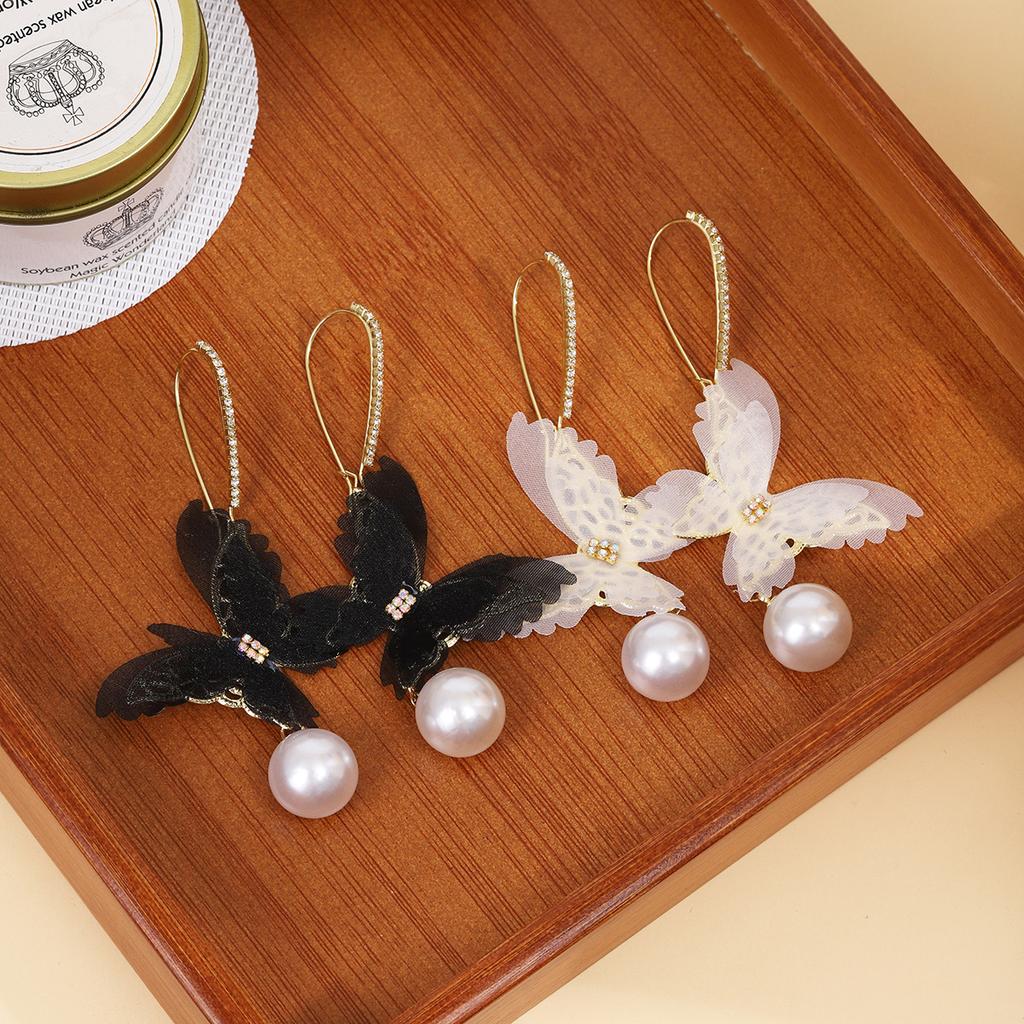 2PC Women's Fashion Mesh Butterfly Romantic Earrings Zircon Accessories Suitable for Date, Party, Festival Gifts