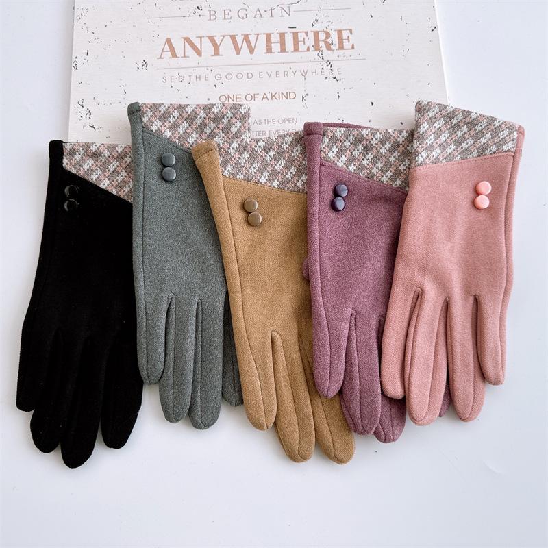 

Женские зимние перчатки с сенсорным экраном и меховым помпоном - кроличий фланель, теплые и стильные, корейский стиль One Size