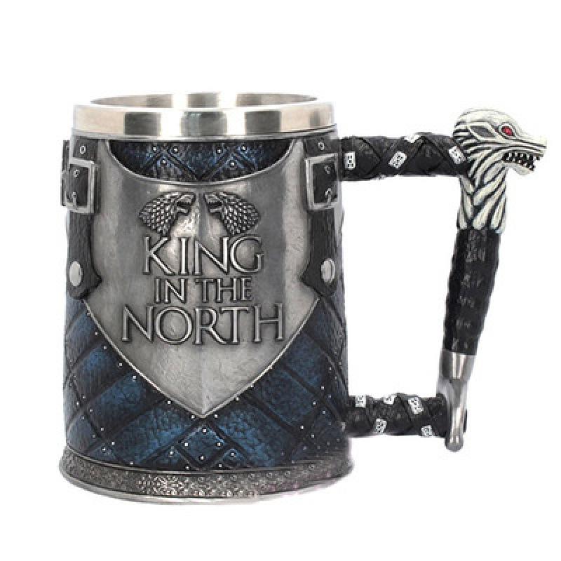 Ritter Edelstahlkelch Retro Bierkrug Whiskeybecher Kreatives geprägtes Harzornament Personalisierter Becher