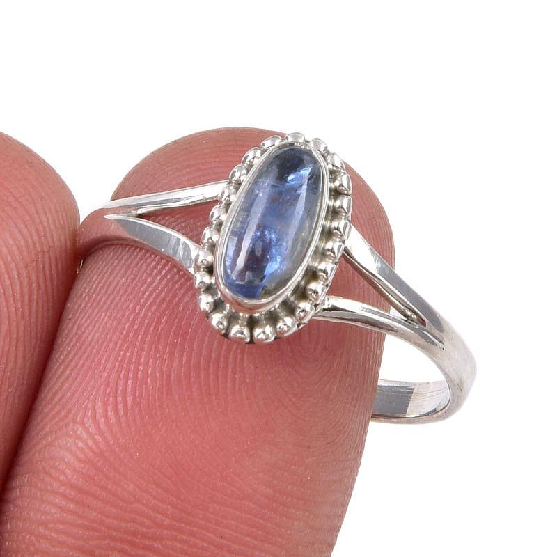 

Natural Kyanite Gemstone Handmade 925 Sterling Silver Jewelry Ring Size 10 m5Z82