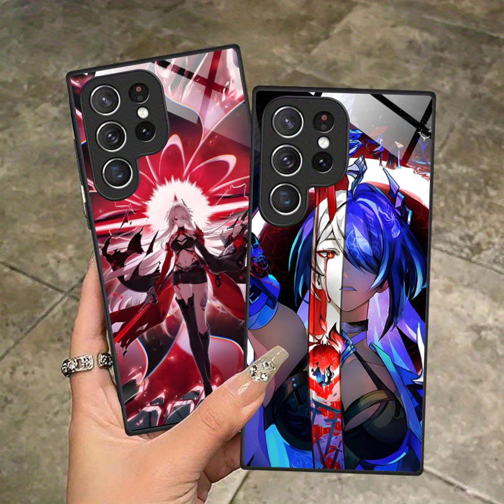 HSR Acheron Glass Mobile Phone Case for Samsung Galaxy S26 S25 S24 S23 S22 S21 S20 Note20 Plus FE Ultra Colorful Cover
