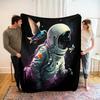Astronaut Flannel Throw Blanket Galaxy Space Planet Pattern Blanket Lightweight Warm Super Soft for Bed Sofa Couch Travel Decor