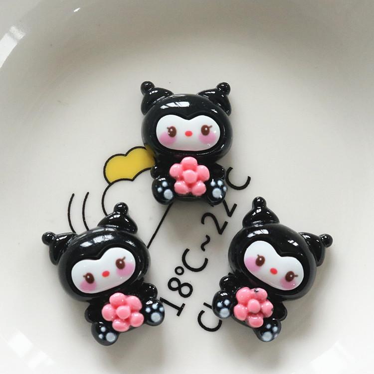 10Pcs New Mini Kawaii Cartoon Animal Girl Series Flat Bottom Scrapbook  Diy Jewelry Making Hairwear Accessorie A16
