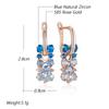 Shiny Blue Natural Zircon Drop Earrings For Women Trend  Rose Gold Color Bride Wedding Fine Jewelry Crystal Gift
